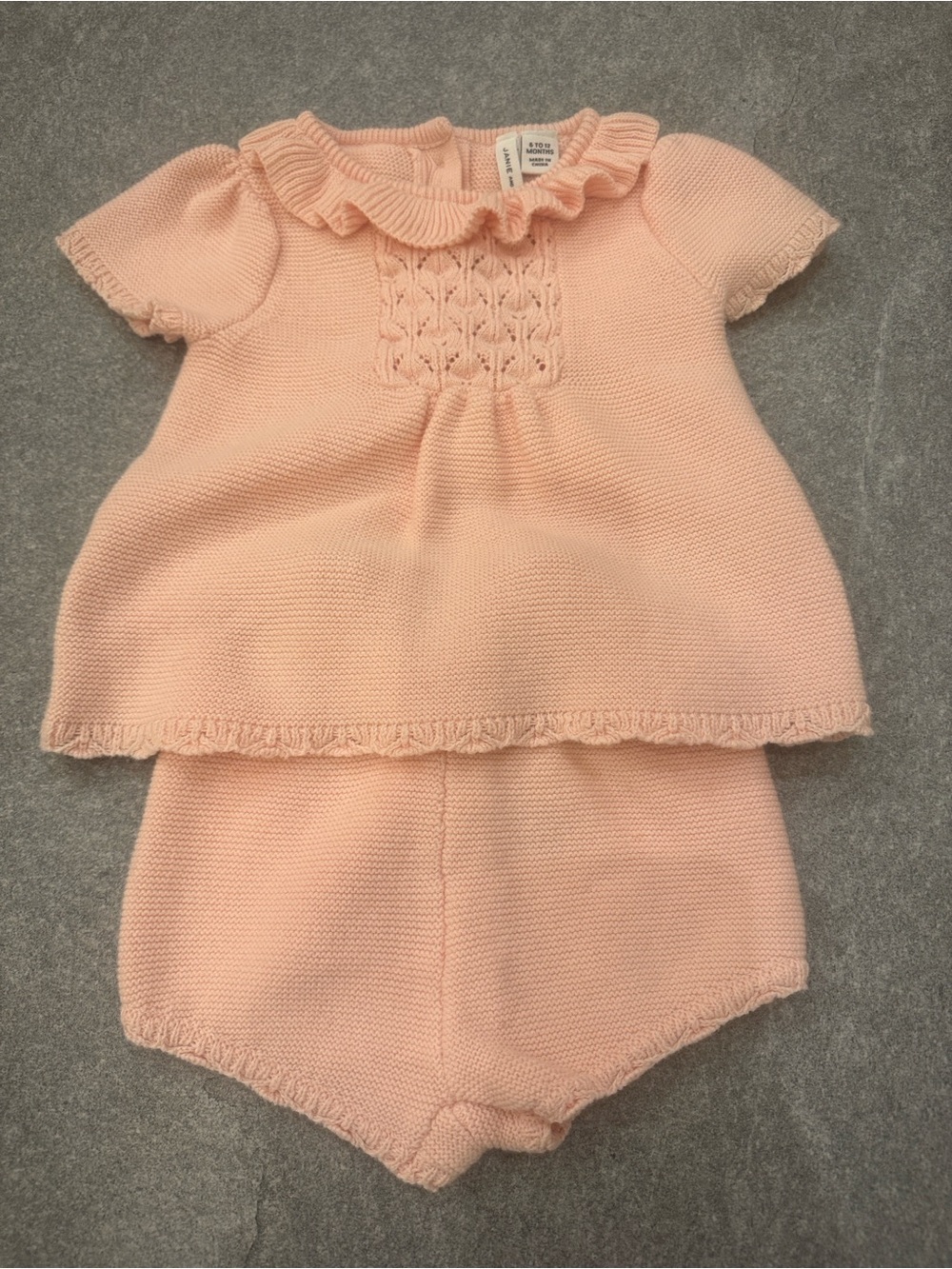 Janie and Jack Peach Knit Ruffle Baby Sweater